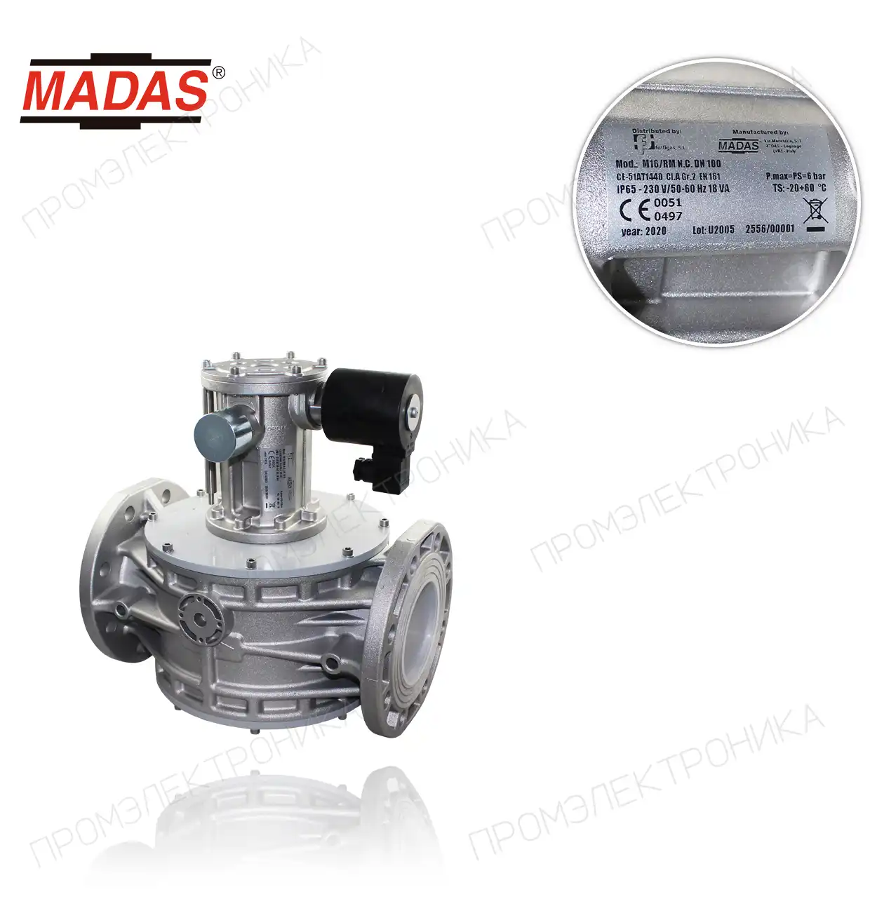 M16/RM DN100 ручной возврат, N.C., P.max 6bar, фланцевая DN100 230Vac 50Hz IP65 CX10C0000-008
