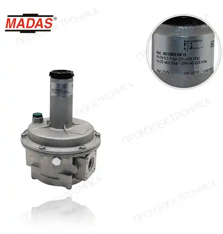 RG/2MCS P1:0,5-5bar , с клапан сбросной, резьбовой, Rp 1/2", P2:170-400mbar, Q.max 100Nm3/h, мембрана усиленная регулятор
