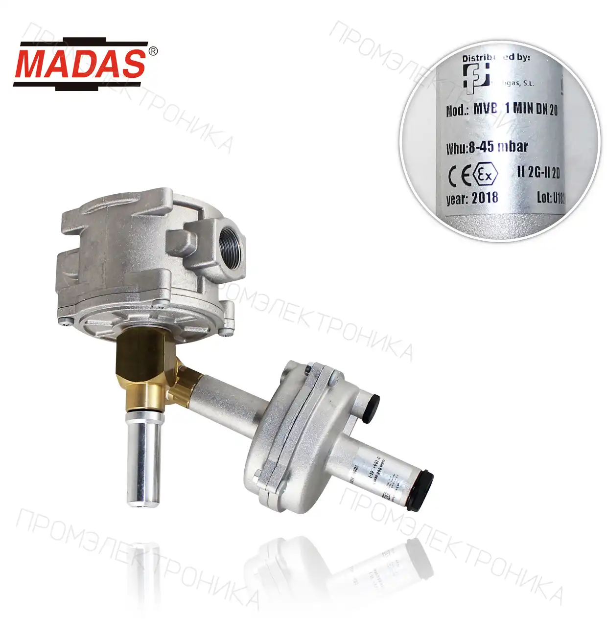 MVB/1 P.max:500mbar, резьбовая, Rp 3/4" диапазон настройка: 8-45mbar безопасности минимальная VB030007
