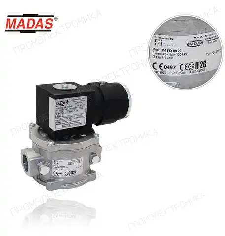 EV-1 EEX, NC, P.max:1bar, резьбовая Rp 3/4", 230Vac, II2G, подходит для зоны 1&2 ATEX автоматический электромагнитный клапан EV03E-T5108