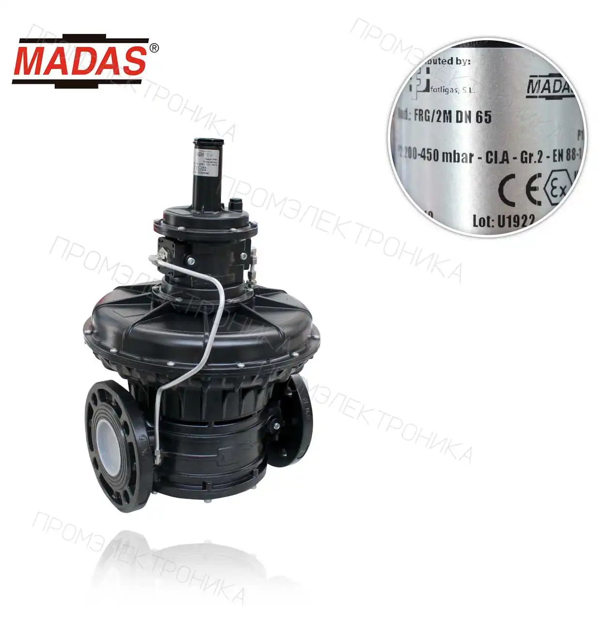 FRG/2M P1: max.500mbar DN65 P2:200÷450mbar биогаз+VITON