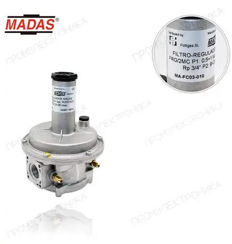 FRG/2MC P1: 0,5- 1bar. резьбовой Rp 3/4" , P2: 10-28mbar. -регулятор. газ