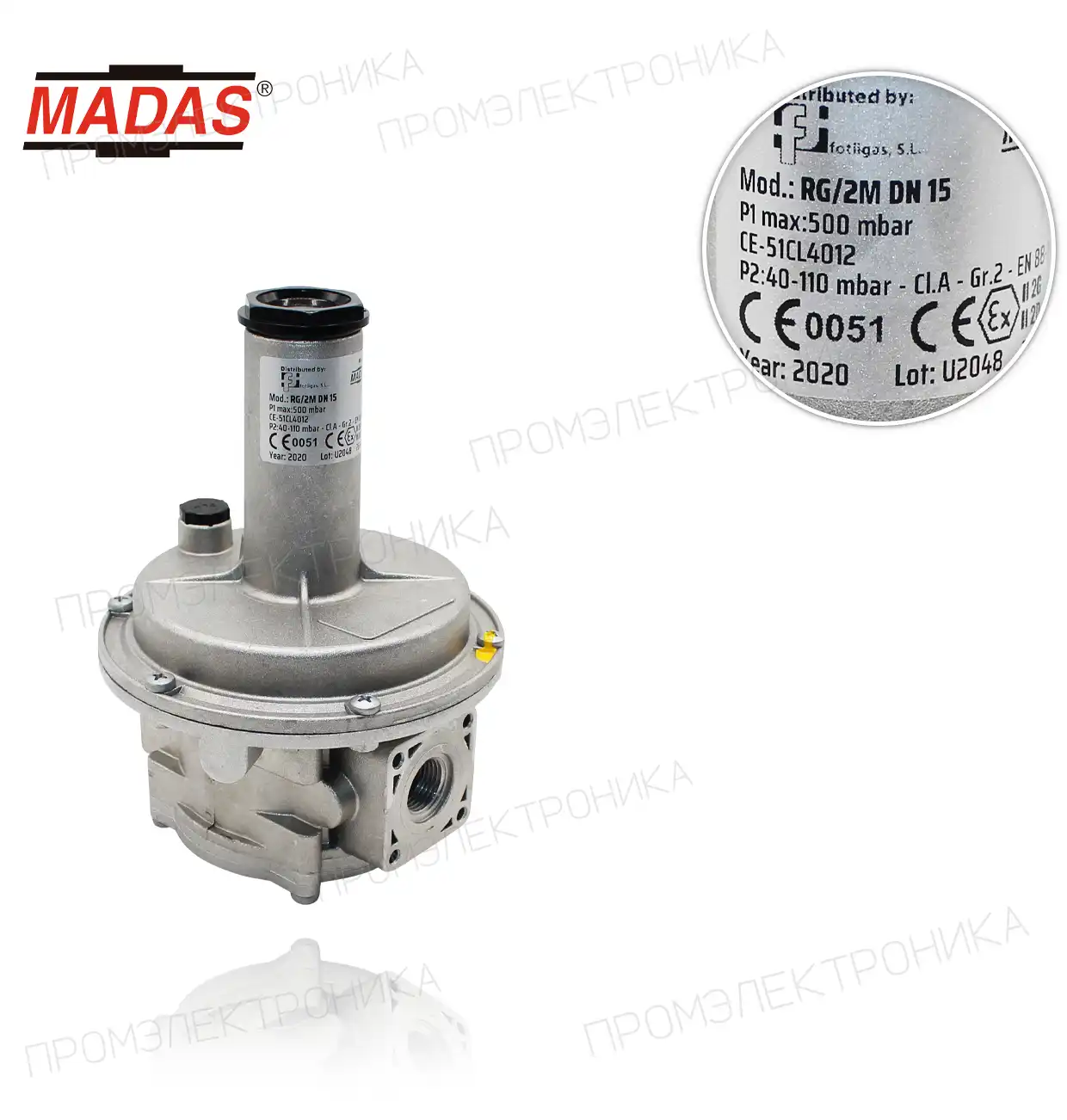 RG/2M Rp 1/2" резьбовой P1max: 500mbar P2: 40-110mbar .