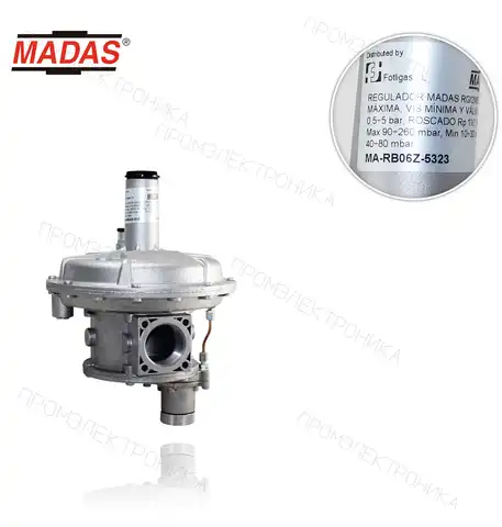 RG/2MBZ DN40 Rp 1"1/2 резьбовой P1max: 0,5-5 Bar P2: 85-180mbar Max: 90-260mbar Min: 10-30mbar VES Dif:40-80mbar с VIS DE максимальная, с VIS DE минимальная Y VALV. сбросной