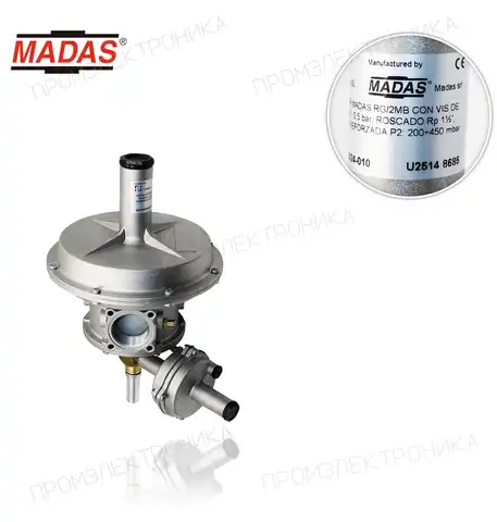 RG/2MB с VIS DE максимальная, P1max:500mbar, резьбовой Rp 1.1/2", мембрана усиленная, P2: 200-450mbar регулятор