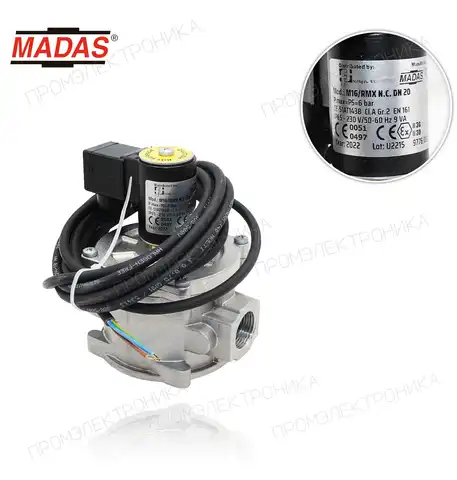 M16/RMX N.C. P.max: 6bar. резьбовая Rp: 3/4" 230Vac 50-60Hz, II3G, подходит зона 2 ATEX, ручной возврат